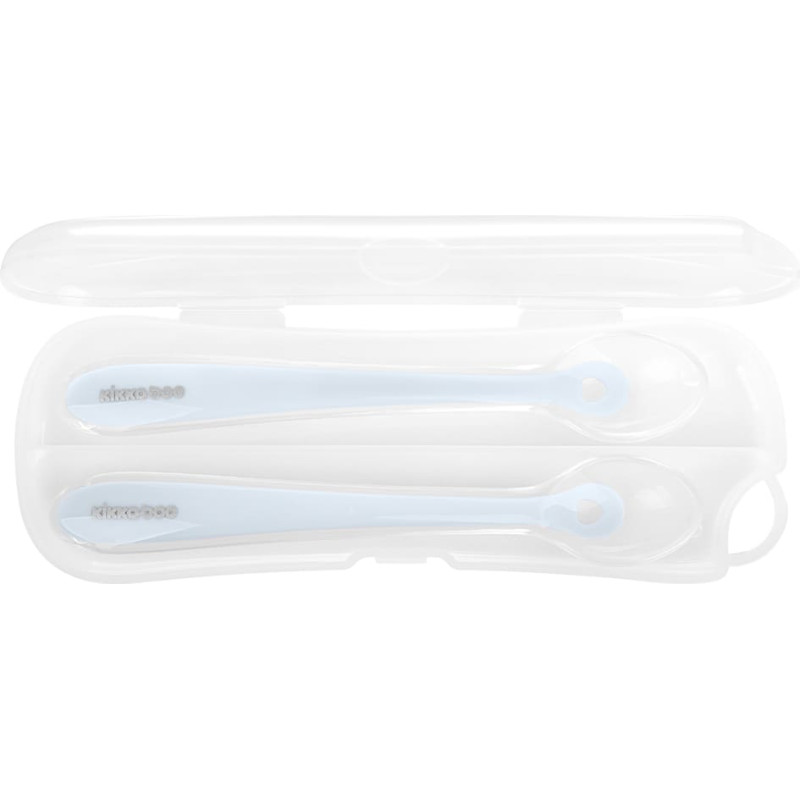Silicone spoons with case 2pcs Blue