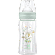 Glass feeding bottle 240ml Jungle King Mint