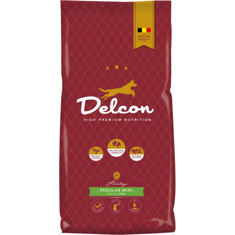 Delcon Pašaras suaugusiems šunims REGULAR MINI su ėriena, mažų veislių / 12 kg