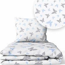 Ankras Cover set -  2 pcs - 135x100, 40x60 - BUTTERFLY - BLUE / GREY