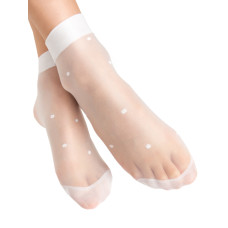 Noviti SM004-G-01 Skarpety 20den białe w kropki 2-pak onesize