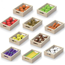 Viga Drewniane Owoce Warzywa Zestaw 10 skrzynek