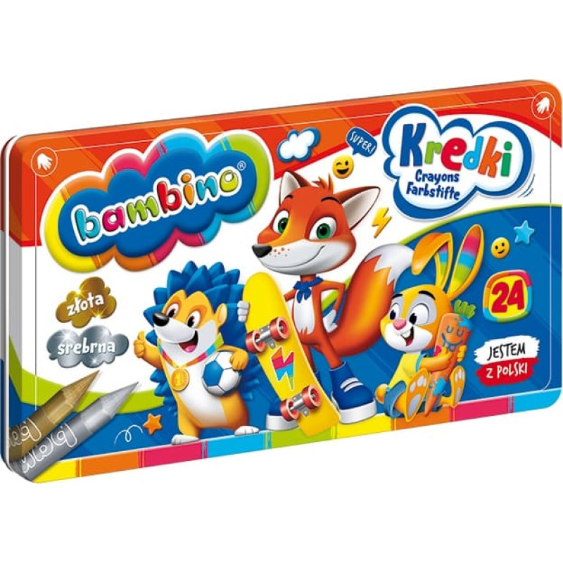 BAMBINO Krītiņi metāla kastītē 24 tempera krāsas.