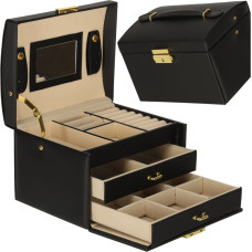 Papuošalų dėžutė su stalčiukais – juoda