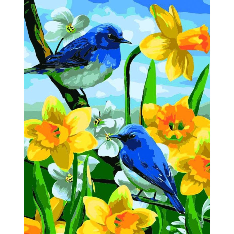 Flamingo Line Painting by the numbers - 45971 - BLUE BIRDS - size 40x50 cm