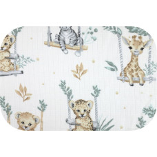 Ega Kids Diaper - 30251 - TETRA PRINT - EGA - ANIMALS on the SWING - GREEN - size 70x80 cm