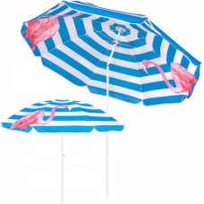 Paplūdimio skėtis su reguliuojamu aukščiu ir posvyrio funkcija Springos BU0013, 180 cm, su rožinių flamingų dizainu