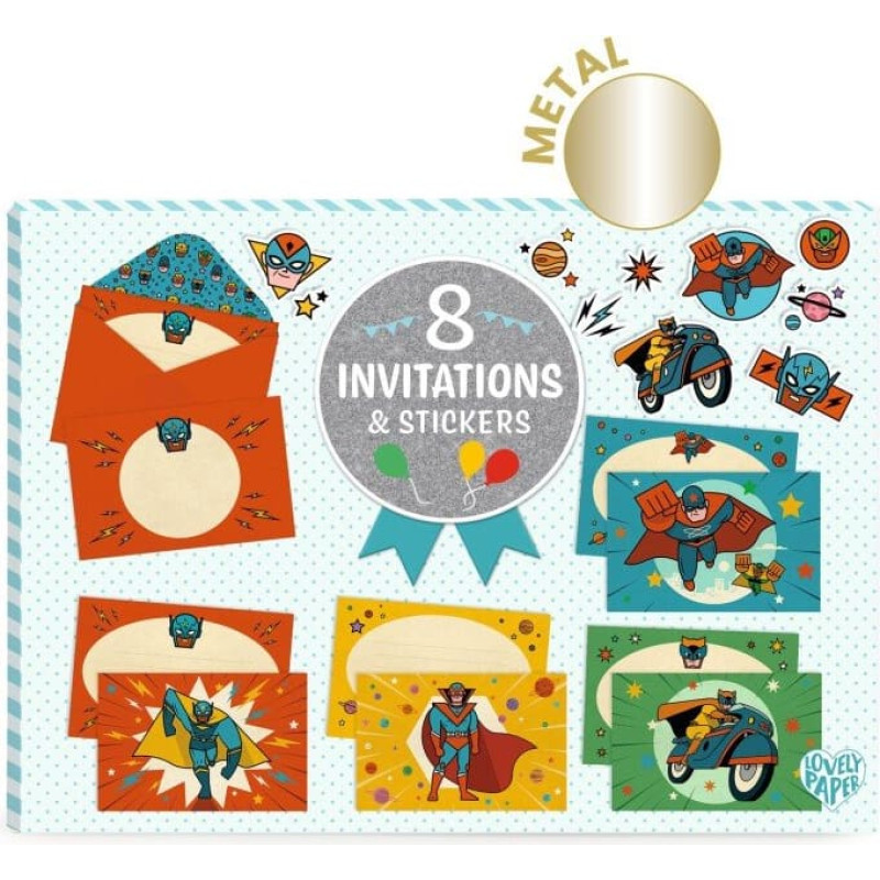 Djeco Kvietimų atvirukai - Superherojai