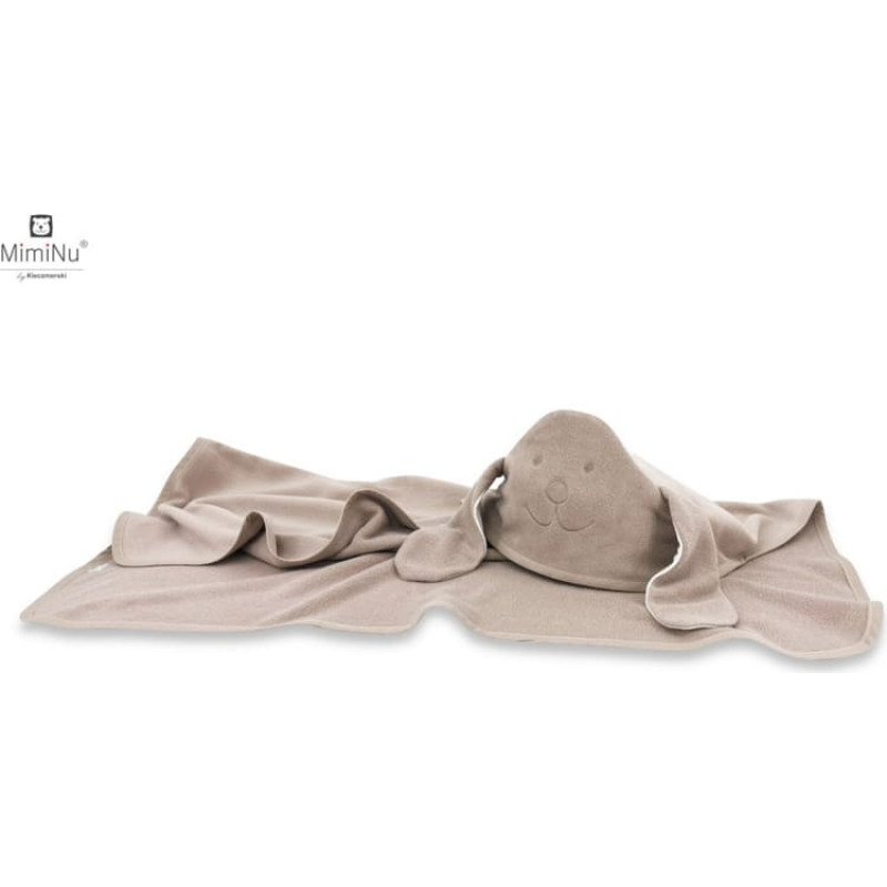 Miminu KIECZMERSKI Okrycie - ręcznik bambusowy 100x100 MIŚ z haftem i uszami mocca