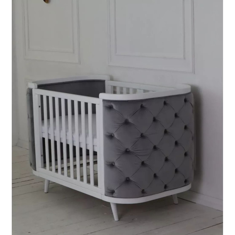 Ingvart Boho kūdikio lovytė su veliūro audiniu, karietos stiliaus — išmatavimai: 70×90 cm / 70×134 cm (spalva pasirenkama)