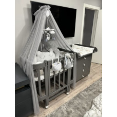 Ingvart Bed 5-in-1 Nika 60 with movable part (60х94, 60х120) dark grey