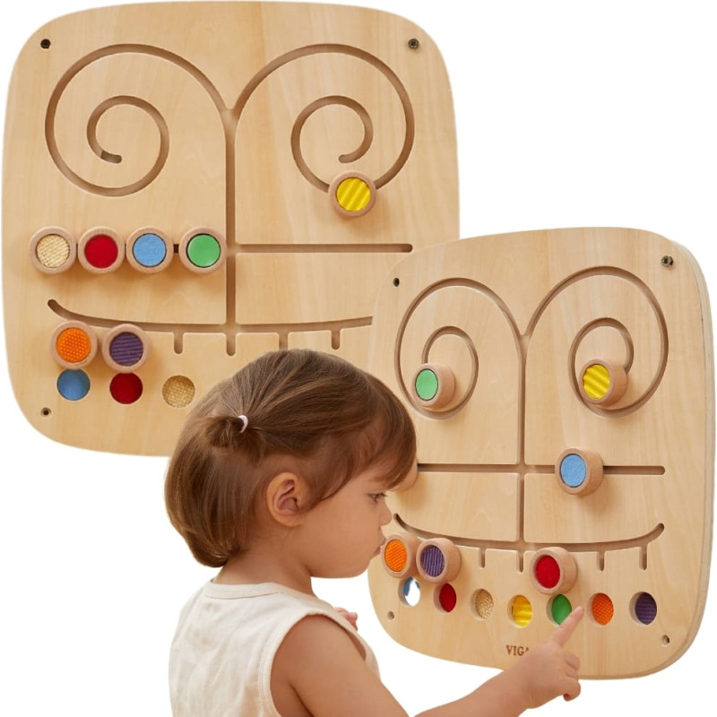 Viga Drewniana Tablica Manipulacyjna Sensoryczna Labirynt Dotknij i Dopasuj