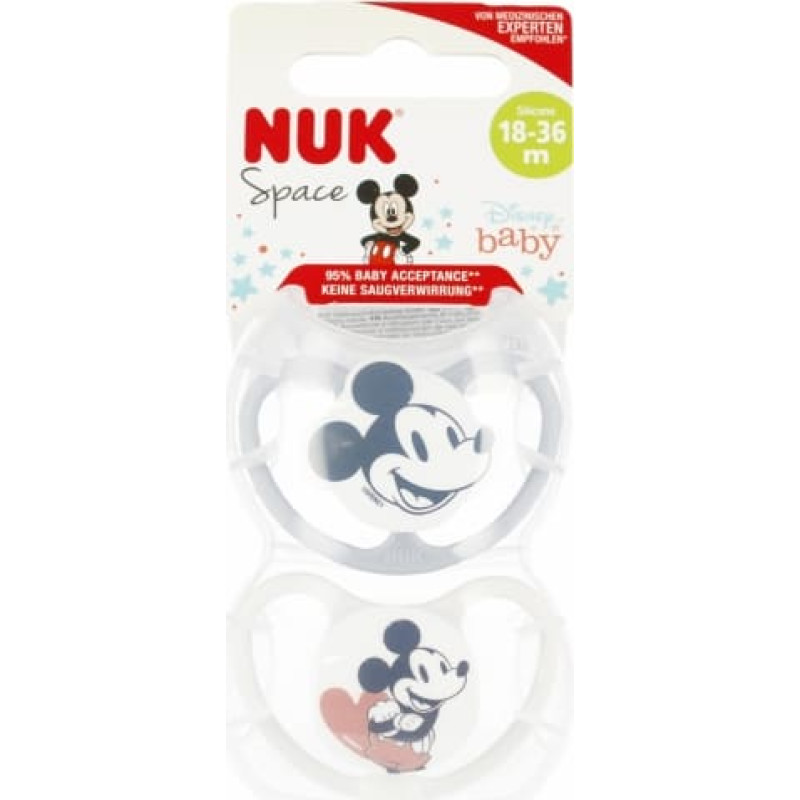 NUK 177176 Smoczek uspokajający 18-36m SPACE MYSZKA MIKI biały 2 szt. 529115
