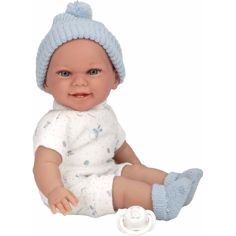 Arias kūdikėlis su garsu, su žydra kepuryte, 34 cm