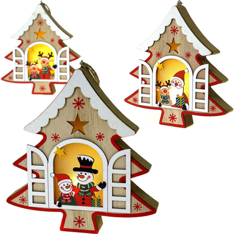 LAMPKA CHOINKA DREWNIANA 3 WZORY