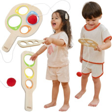 Viga 44796 Drewniany  Zestaw paletek do gry złap piłkę