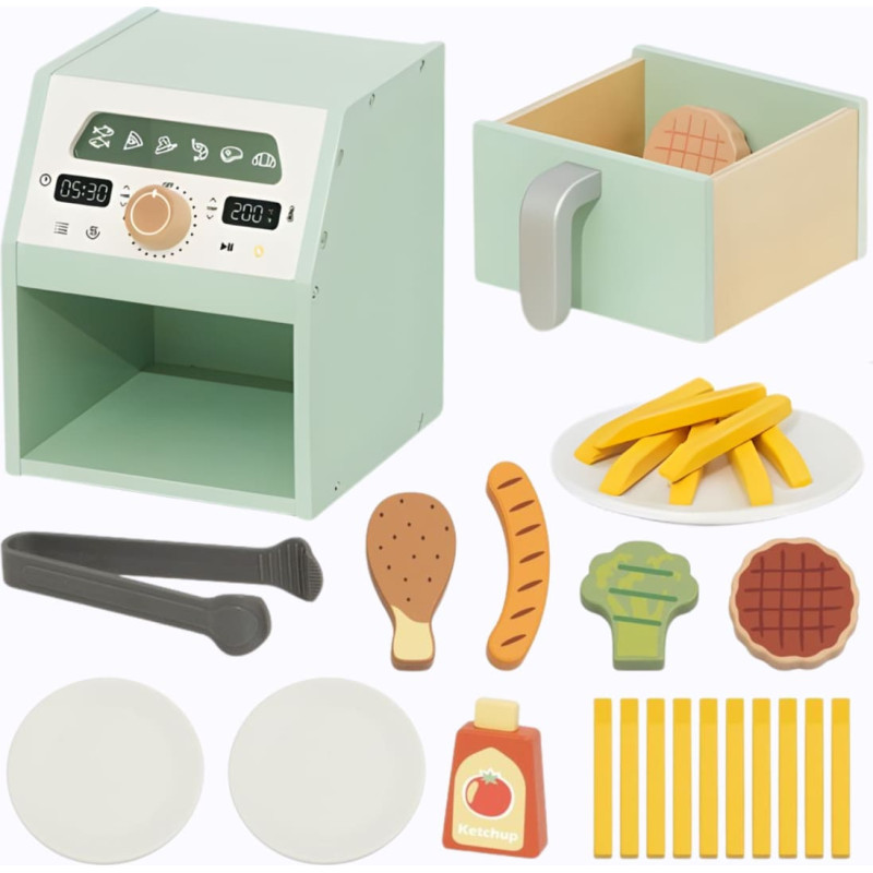 Tooky Toy Drewniany Air Fryer Frytkownica Beztłuszczowa