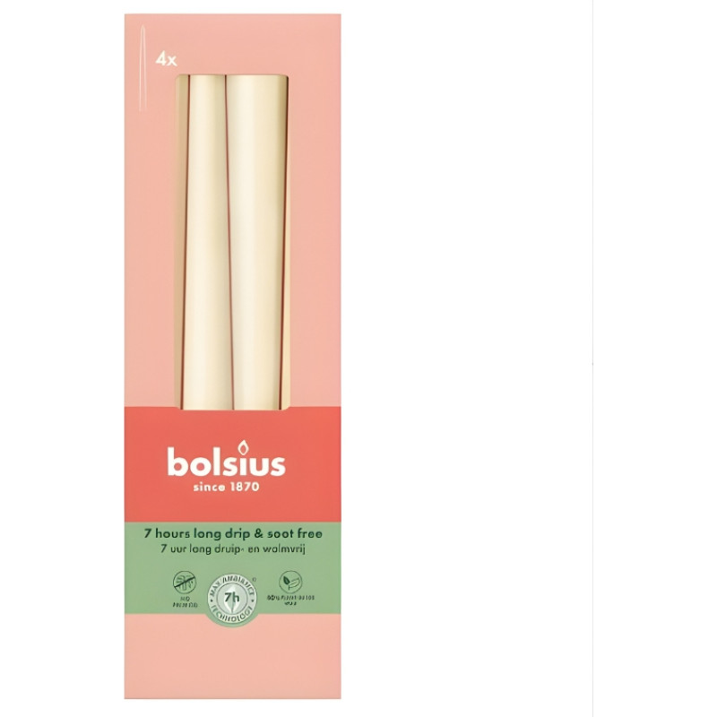 Bolsius Galda sveces 4gab.kastē 245/24mm pērļu