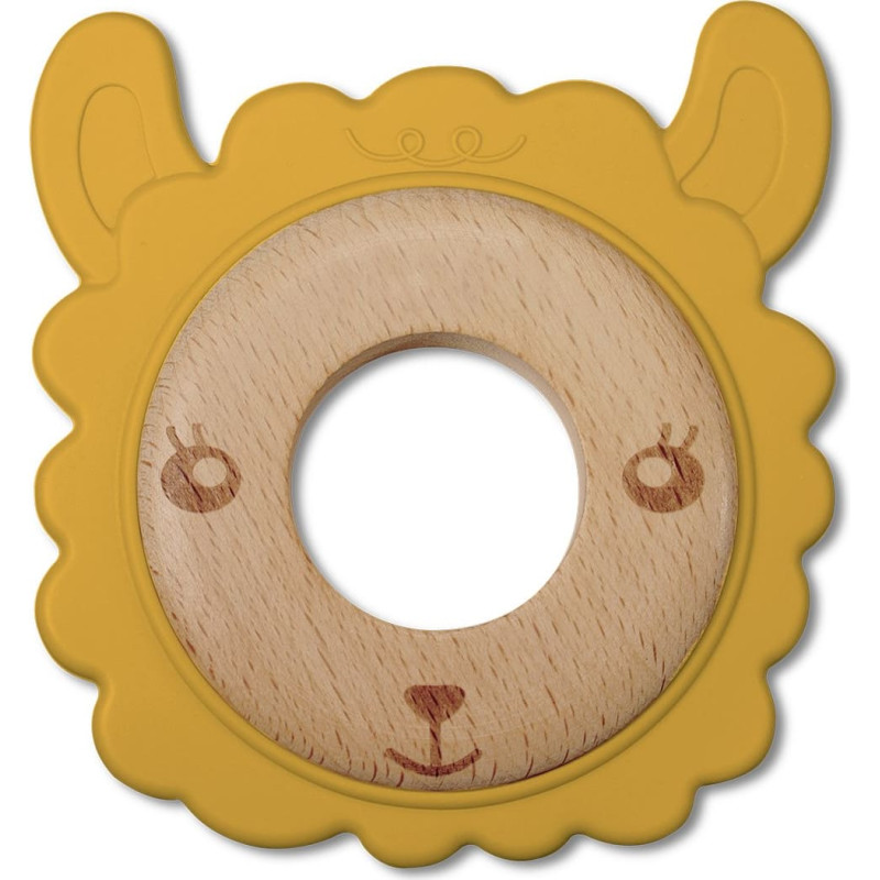Teether Bite&Play ring wooden and silicone 3m+ lama
