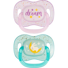 Canpol 34/943 Smoczek uspokajający silikonowy 6-18m symetryczny NightGlow 2 szt r&oacute;ż