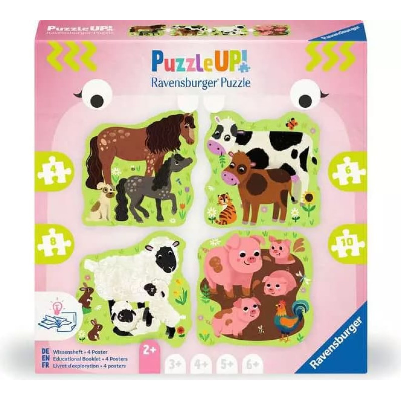 Ravensburger Puzzle UP 4in1 Farm Animals &ndash; 4 Contour-Shaped Puzzles 2+