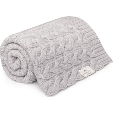 My Memi Merino vilnas pleds Light Grey Braided - Premium Collection