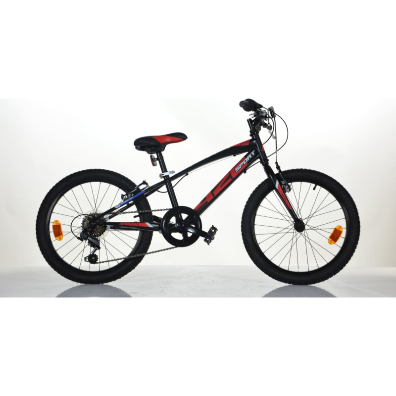 Dino Bikes Vaiki&scaron;kas dviratis 20" "420 SPORT", juoda/raudona, 6 bėgiai