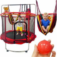 Bērnu batuts dārza bumbu tīkls basketbola 150cm sarkans