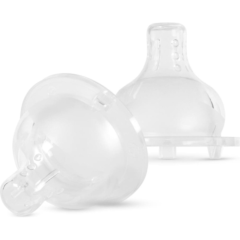 Baboo Anti-Colic Wide-Neck Silicone Teat with 3-Valve System, Medium Flow, 3+ Months, 2 pcs