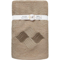 RĘCZNIK KPL.MARIBELLA 3 SZT./30X50/50X100/70X140/ FROTTE HAFT 003 FALE JASNY BEŻ