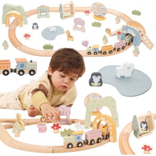 Viga Wooden Train for Children Track 62 pieces
