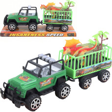 AUTO Z PRZYCZEPĄ I DINOZAURAMI