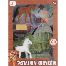 ZESTAW 3 KONI FLOKOWANYCH Z AKCESORIAMI