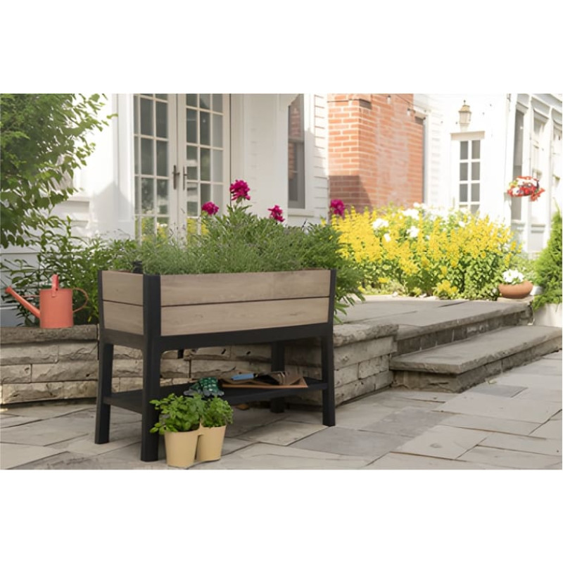 Keter Deco Elevated Garden Bed vazonas 48 L, riešuto spalvos