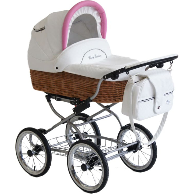 Baby Fashion SCARLETT Universal stroller 2in1, NW-2 White-Pink-Nature