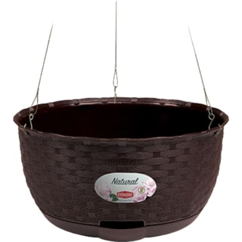 Stefanplast Puķu pods piekarināms Natural &Oslash;30x14,5cm tum&scaron;i brūns