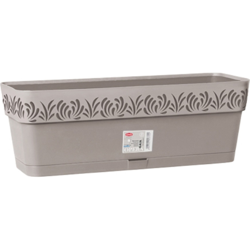 Stefanplast Puķu kaste ar paliktni Gaia 50x18x17cm gai&scaron;i pelēka