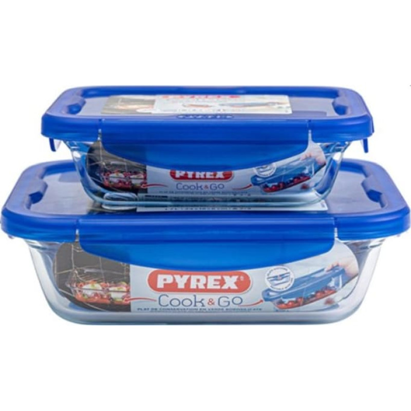 Pyrex Stikla tr.ar vāku 2gb kompl. Cook&Go