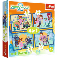 Trefl DISNEY ZOOTROPOLIS 4 dėlionių rinkinys