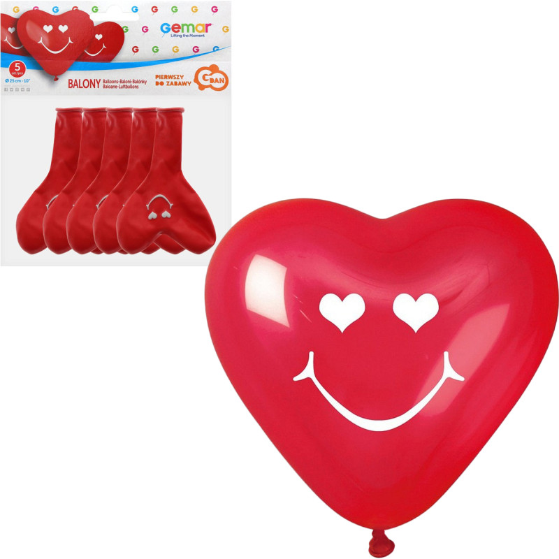 BALON UŚMIECHNIĘTE SERCE 5 SZTUK