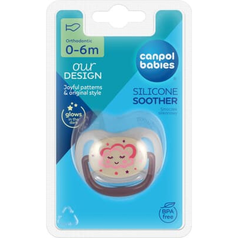 Canpol 22/500_pin new Smoczek uspokajający silikonowy anatomiczny 0-6m-cy NIGHT DREAMS różowy