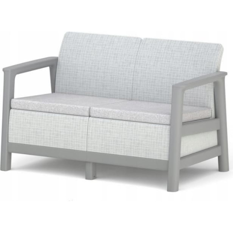 Keter Dārza dīvāns divvietīgs Scandi Linea 2 Seater Sofa gai&scaron;i pelēks/tum&scaron;a tērauda pelēks