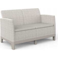 Keter Dārza dīvāns divvietīgs Scandi Form 2 Seater Sofa oļu pelēks/gai&scaron;i bē&scaron;s
