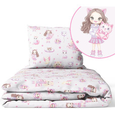 Ankras Cover set - 2 pcs - 120x90, 40x60  - GIRLS with CATS