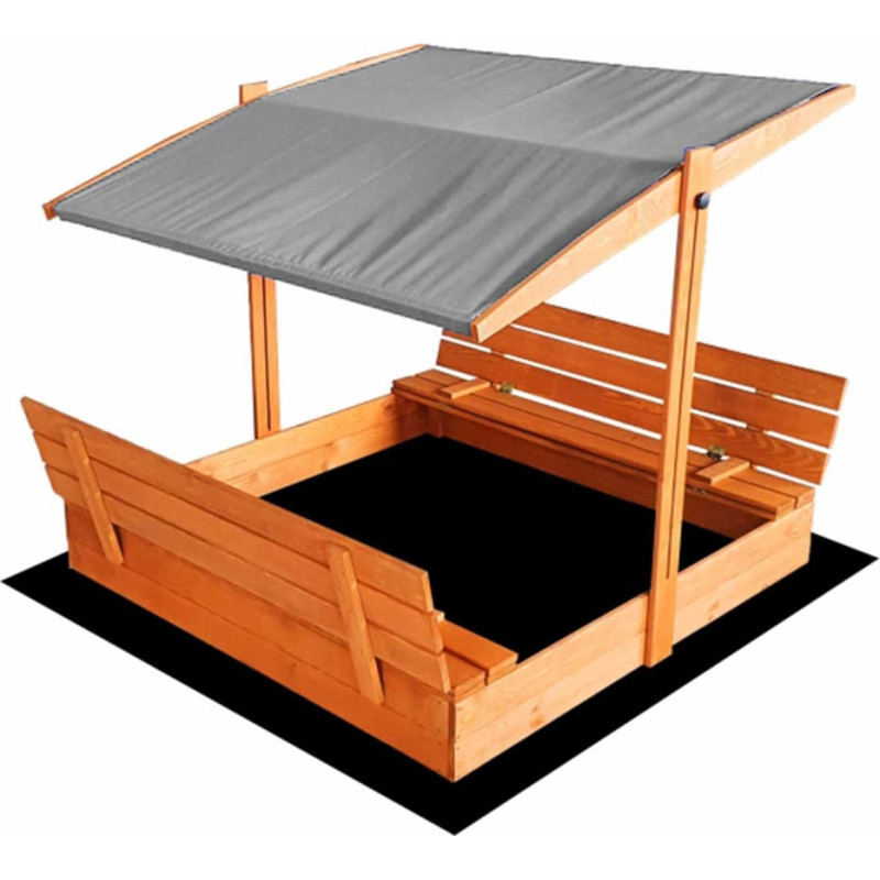 Impregnēta koka smilšu kaste ar pelēko jumtiņu, 140x140 cm