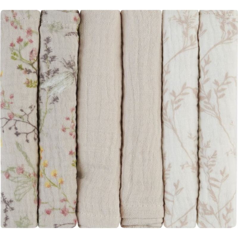 Muslin cloth set 6 pcs 30x30 cm Secret Garden Beige