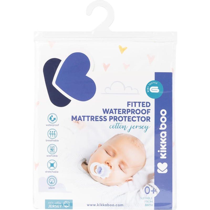 Mattress protector fitted - jersey 60/120/15 cm Hearts