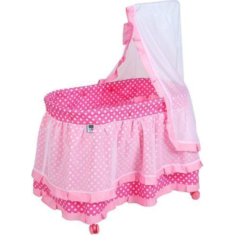 Playto 19775 BASKET WITH CANOPY FOR DOLL NIKOLKA LIGHT PINK