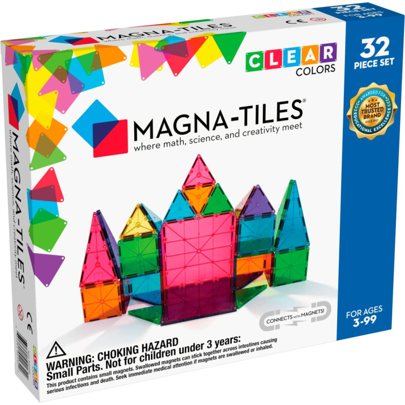 Magna-Tiles Magnetinis permatomas konstruktorius, 32 det.