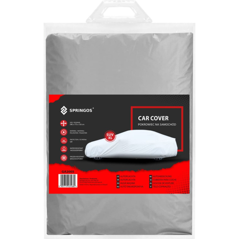 Springos Automobilio uždangalas Springos GA2005, 540x175x150 cm, vandeniui atsparus, pilkas